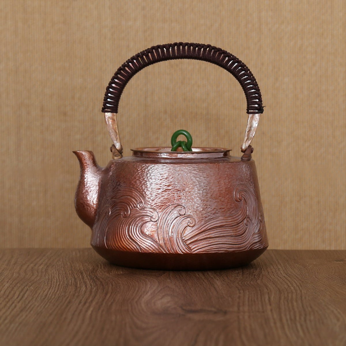 Wave Carving Hand Made Copper Tea Kettle - Taishan Tea Club